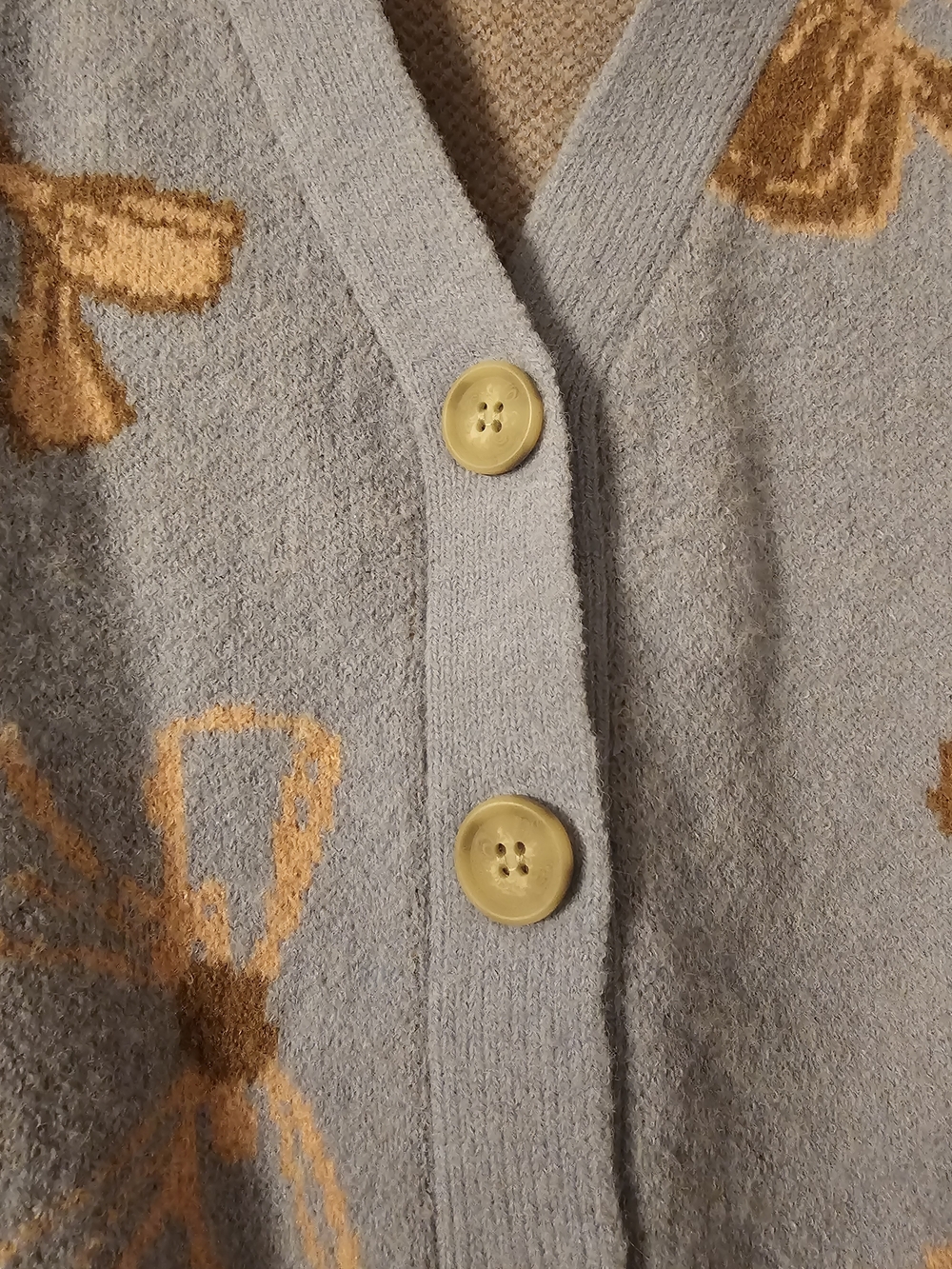 Celebrity Pink Light Blue Bow-Print V-Neck Cardigan - Picture 4 of 4